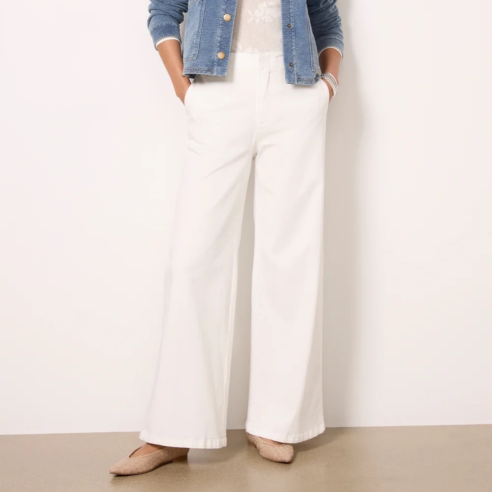 KUT From The KLOTH Jeans Meg Wide Leg White Twill Stretch Pants Plus Size 12 NWT - Picture 3 of 8